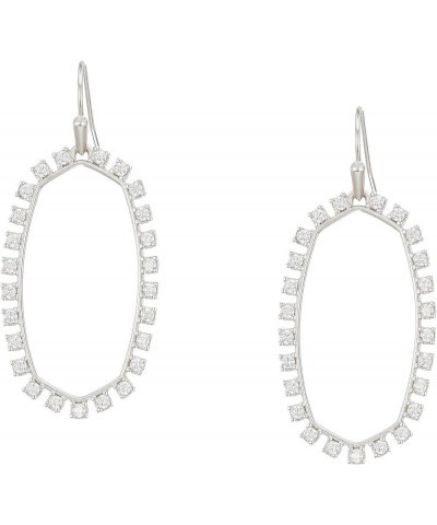 Elle Open Frame Earrings One Size Rhodium Metal White Cz $38.64 Earrings