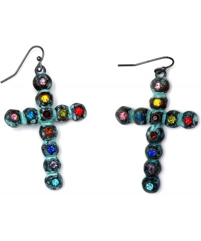 Dual Pistol Bullet Pair Studded Earrings Z Patina Rhinestone Cross $14.44 Earrings