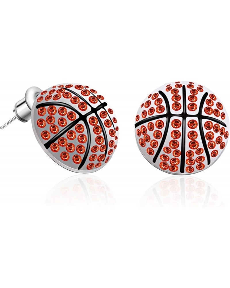 CZ Rhodium Plated Basketball Football Volleyball Soccer Baseball Sports Studs Earrings for Women (er006282) Basketball $10.19...