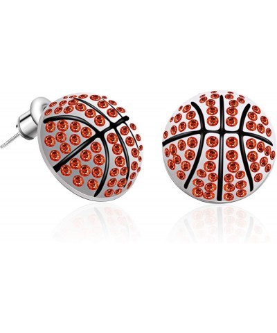 CZ Rhodium Plated Basketball Football Volleyball Soccer Baseball Sports Studs Earrings for Women (er006282) Basketball $10.19...