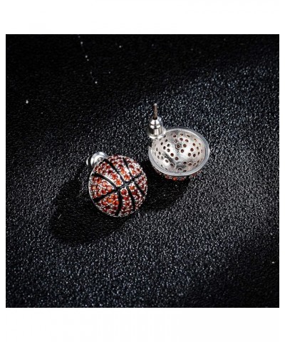 CZ Rhodium Plated Basketball Football Volleyball Soccer Baseball Sports Studs Earrings for Women (er006282) Basketball $10.19...