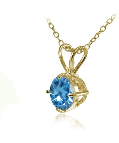 Yellow Gold Flashed Sterling Silver Simulated Gemstone 7mm Round Solitaire Pendant Necklace Simulated Blue Topaz $21.59 Neckl...