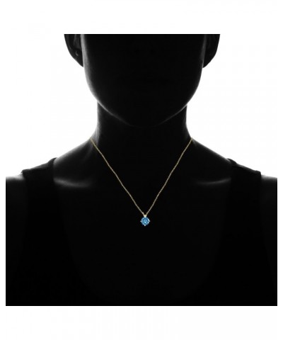 Yellow Gold Flashed Sterling Silver Simulated Gemstone 7mm Round Solitaire Pendant Necklace Simulated Blue Topaz $21.59 Neckl...