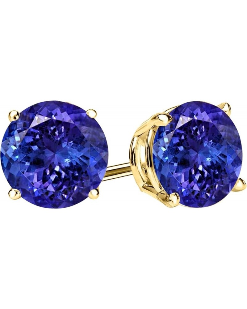 1/2-10 Carat Total Weight Natural Tanzanite Stud Earrings 4 Prong Push Back 0.5 Carat 14K Yellow Gold $1.00 Earrings