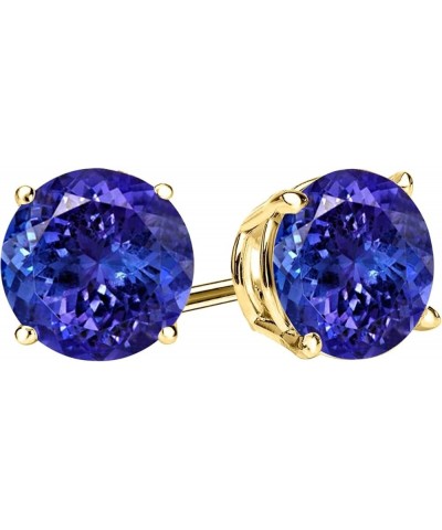 1/2-10 Carat Total Weight Natural Tanzanite Stud Earrings 4 Prong Push Back 0.5 Carat 14K Yellow Gold $1.00 Earrings