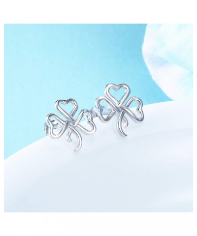 925 Sterling Silver Clover Stud Earrings Shamrock Irish Ear Studs St Patricks Day Jewelry Gifts for Girls Women Silver $14.29...