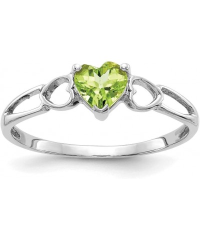 Peridot August Birthstone Ring in Real 14k White Gold 5mm Heart - 5mm $88.50 Rings