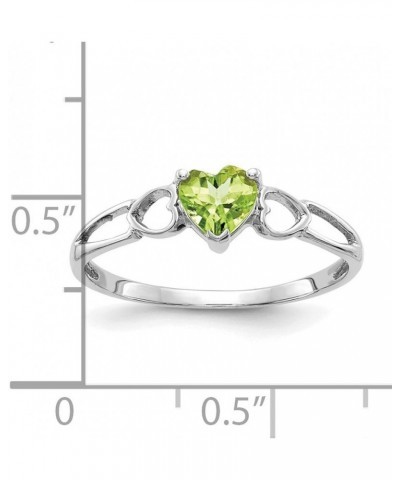 Peridot August Birthstone Ring in Real 14k White Gold 5mm Heart - 5mm $88.50 Rings