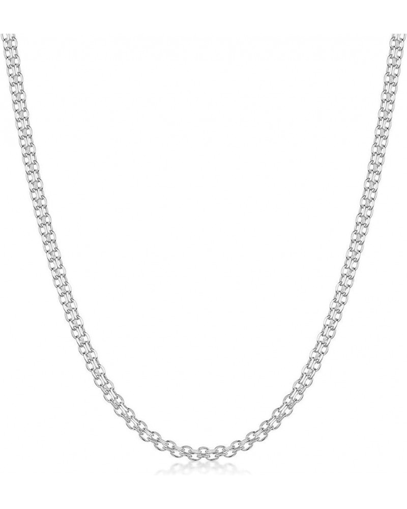 .925 Sterling Silver Italian Bismark Chain Necklace - Available In 1.8mm, 2.2mm, 3mm - Made In Italy - Multiple Lengths Avail...