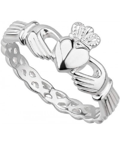 Sterling Silver Irish Claddagh Woven Band Ring for Women $27.47 Rings