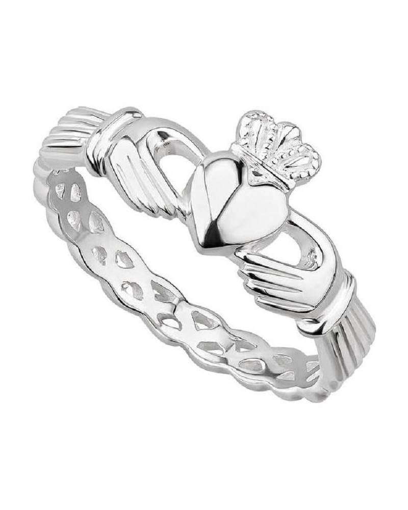 Sterling Silver Irish Claddagh Woven Band Ring for Women $27.47 Rings