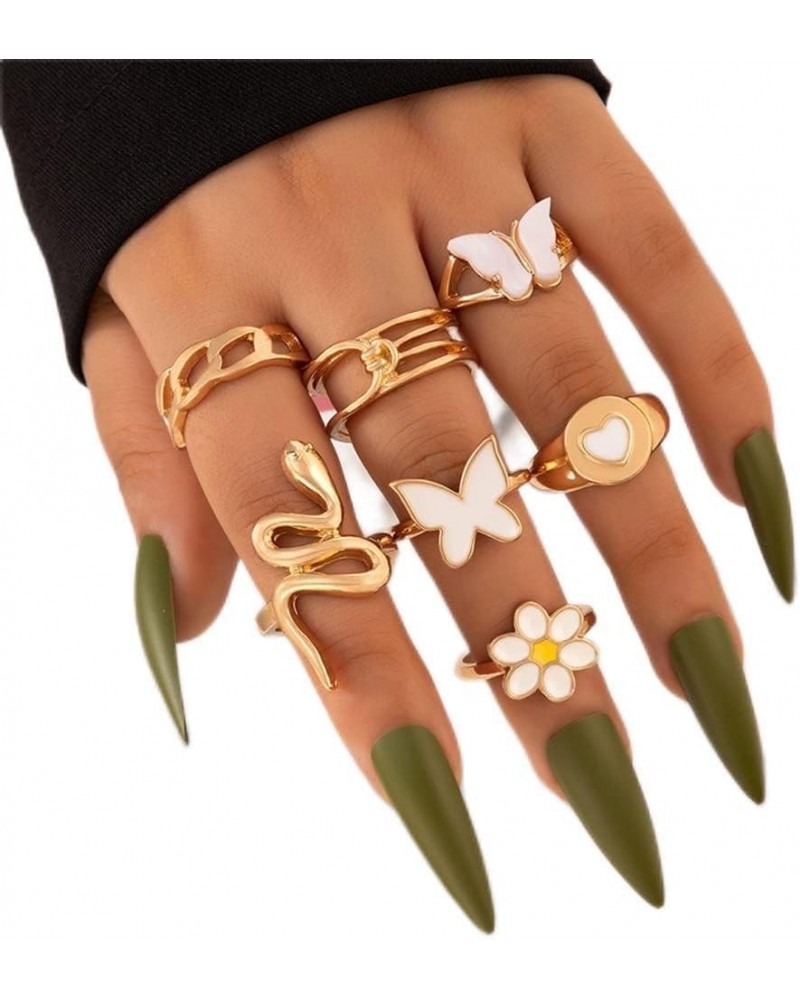 Goth Punk Gold Silver Rings Set for Teens Girls Women Boho Joint Finger Midi Rings Crystal Stacking Rings Pack for Gift Bar P...