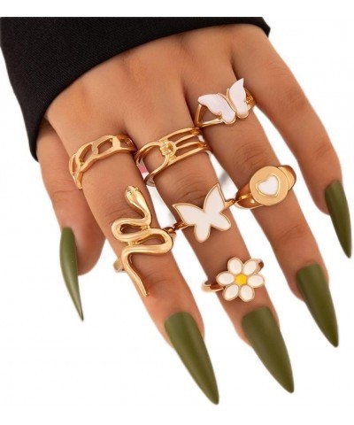 Goth Punk Gold Silver Rings Set for Teens Girls Women Boho Joint Finger Midi Rings Crystal Stacking Rings Pack for Gift Bar P...