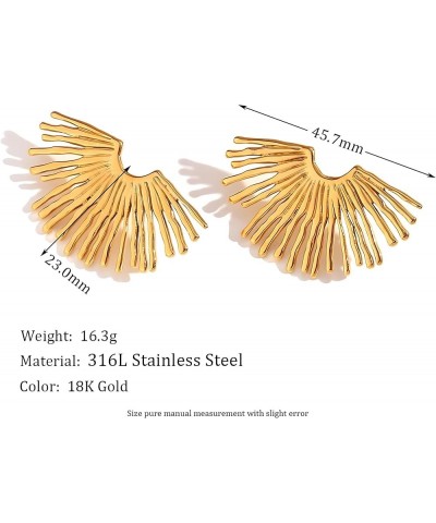 18K Gold-Plated Stainless Steel Radial Fan-Shaped Stud Earrings for Women White Gold $11.59 Earrings