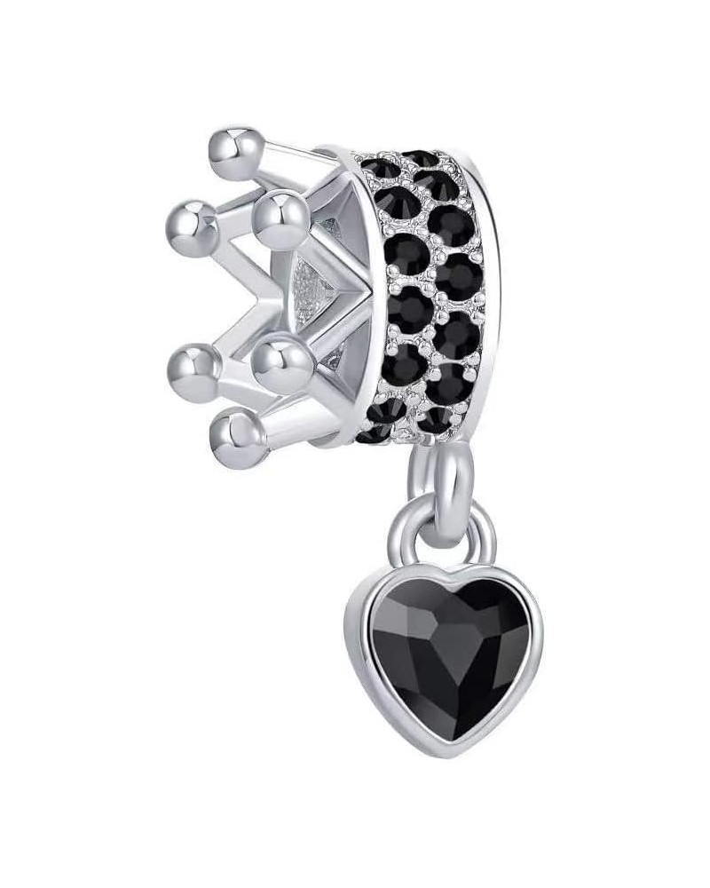 Princess Prince Crown Heart Charm Bead for Women Girl Daughter Sister Bracelets Black $8.39 Bracelets