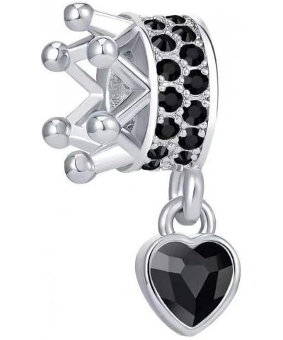 Princess Prince Crown Heart Charm Bead for Women Girl Daughter Sister Bracelets Black $8.39 Bracelets