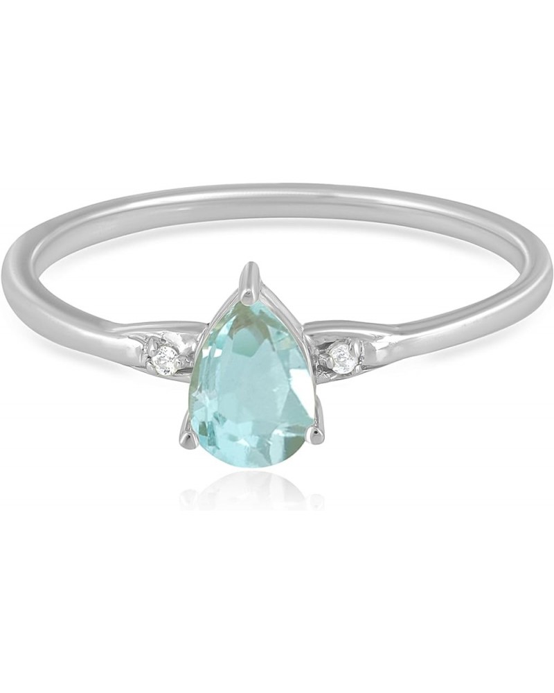 Dew Sterling Silver Genuine Gemstone Stackable Pear Ring, Sizes 6-8 6 Aquamarine Sterling Silver $64.07 Rings