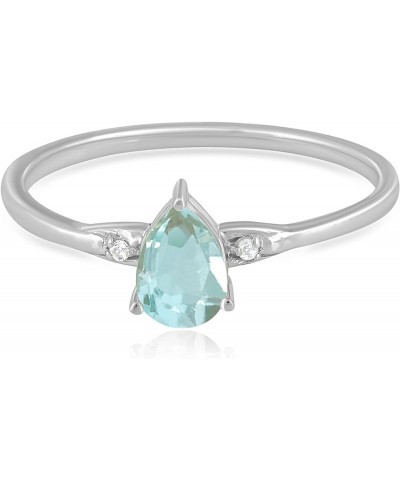 Dew Sterling Silver Genuine Gemstone Stackable Pear Ring, Sizes 6-8 6 Aquamarine Sterling Silver $64.07 Rings