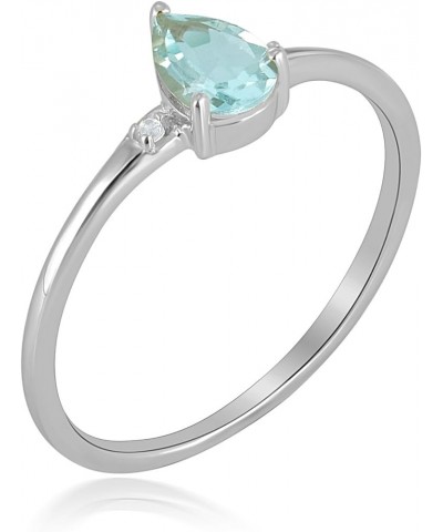 Dew Sterling Silver Genuine Gemstone Stackable Pear Ring, Sizes 6-8 6 Aquamarine Sterling Silver $64.07 Rings