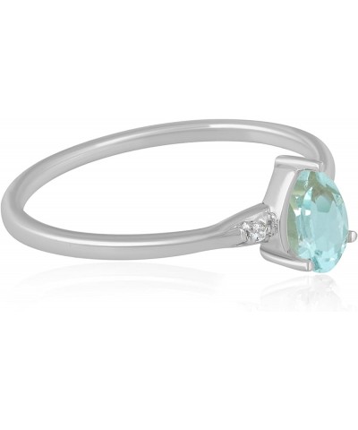 Dew Sterling Silver Genuine Gemstone Stackable Pear Ring, Sizes 6-8 6 Aquamarine Sterling Silver $64.07 Rings