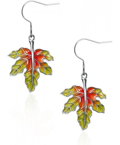 Titanium Fish Hook Earrings for Sensitive Ears, Copper Material, Plant Drop Design, Girls Red Maple Leaf $7.64 Earrings