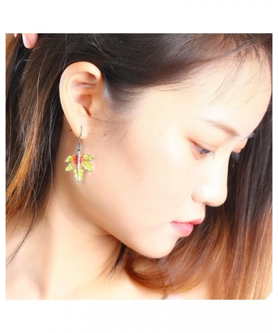 Titanium Fish Hook Earrings for Sensitive Ears, Copper Material, Plant Drop Design, Girls Red Maple Leaf $7.64 Earrings