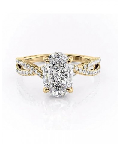 1/1.5/2/2.5/3 Carat Oval Cut Center Moissanite Rings for Women, 10K 14K 18K Solid Gold Moissanite Wedding Engagement Ring Siz...