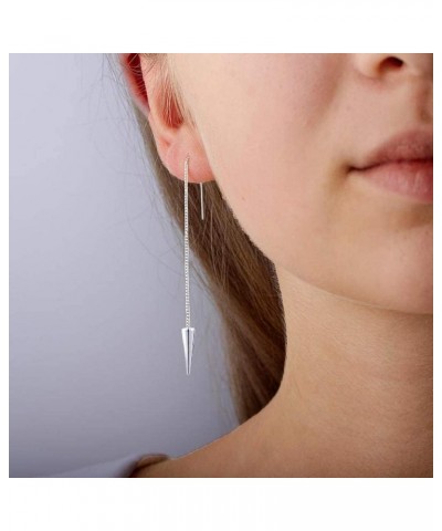 Threader Long Chain Earrings for Women Teen Girls, 18K Plated Dainty Bar Drop Dangle Earrings Hypoallergenic for Sensitive Ea...