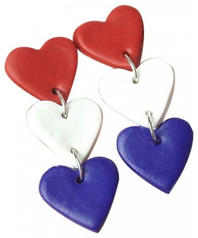 Hamdmade Cute Ceramic Clay Hollow Love Heart Drop Dangle Earring for Women Girl Teen Lightweight American Flag Statement Peac...