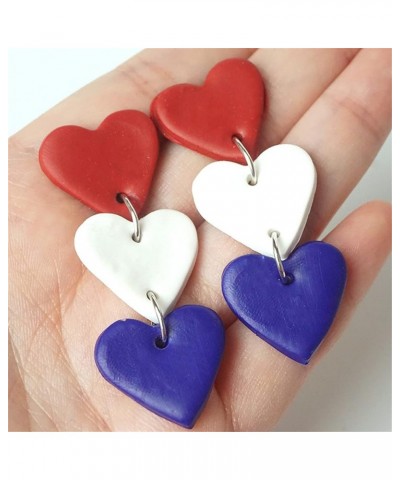 Hamdmade Cute Ceramic Clay Hollow Love Heart Drop Dangle Earring for Women Girl Teen Lightweight American Flag Statement Peac...