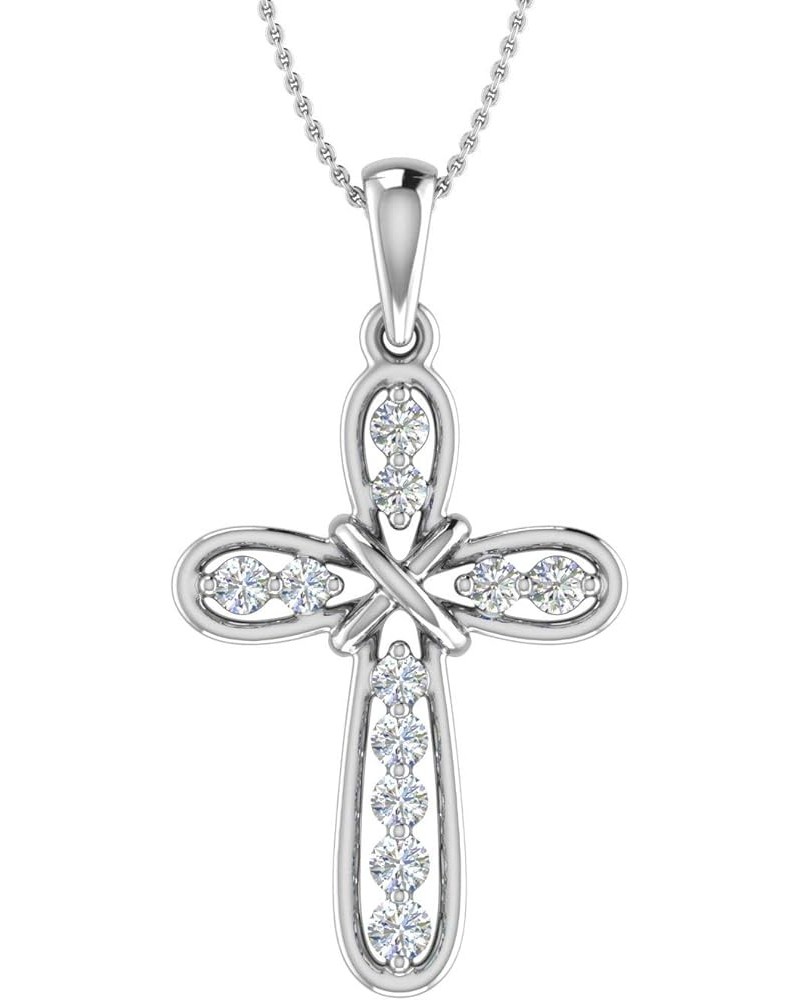 1/10 to 1/2 Carat Diamond Cross Pendant Necklace in 10K White Gold (Silver Chain Included) PD-04602-I2I3-10KWX $134.90 Necklaces