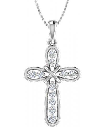 1/10 to 1/2 Carat Diamond Cross Pendant Necklace in 10K White Gold (Silver Chain Included) PD-04602-I2I3-10KWX $134.90 Necklaces