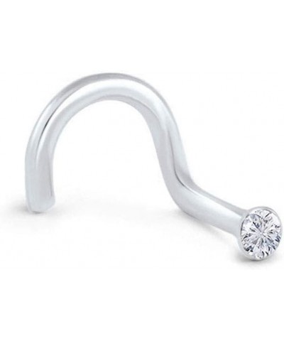 925 Sterling Silver Nose Screw Ring Tiny Micro 1mm CZ 22G Clear-Left Nostril Screw $9.00 Body Jewelry