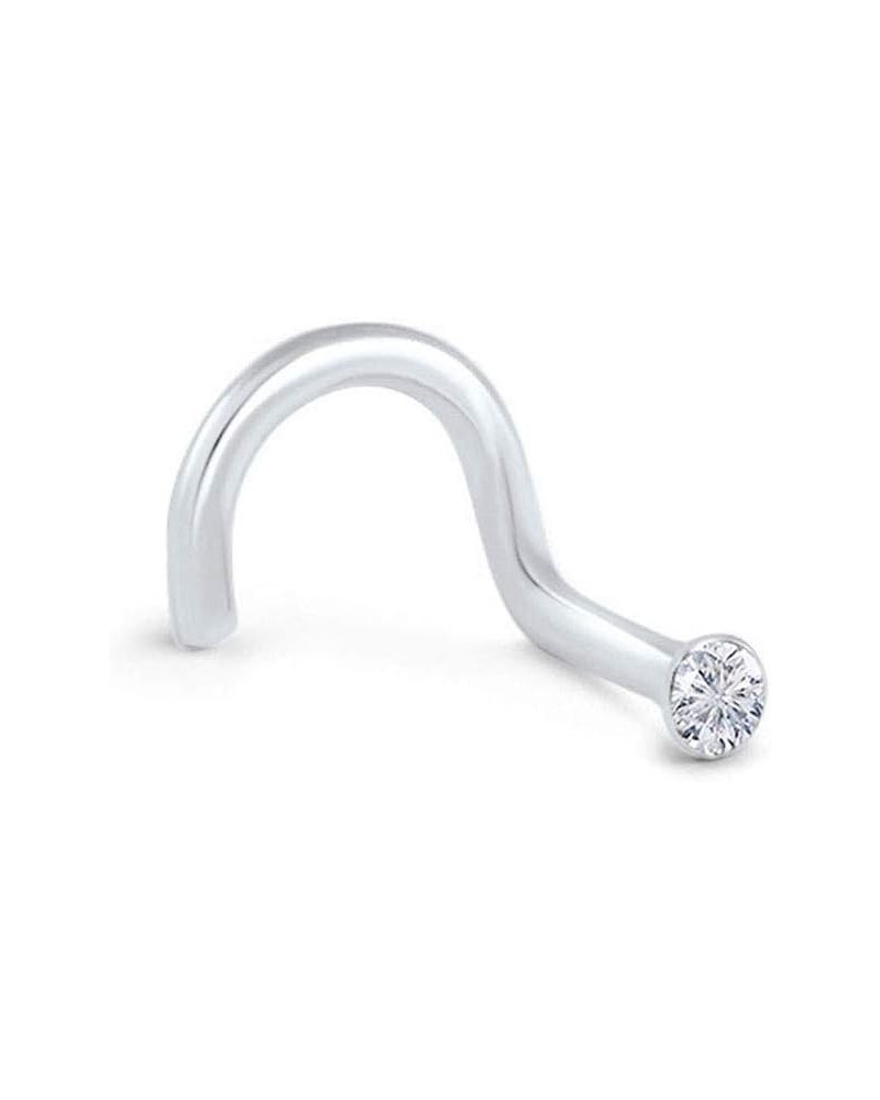 925 Sterling Silver Nose Screw Ring Tiny Micro 1mm CZ 22G Clear-Left Nostril Screw $9.00 Body Jewelry