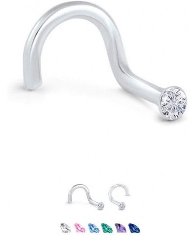 925 Sterling Silver Nose Screw Ring Tiny Micro 1mm CZ 22G Clear-Left Nostril Screw $9.00 Body Jewelry