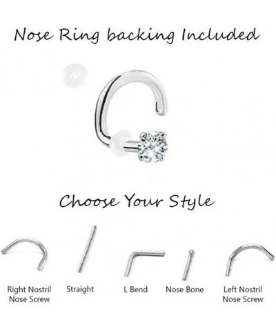 925 Sterling Silver Nose Screw Ring Tiny Micro 1mm CZ 22G Clear-Left Nostril Screw $9.00 Body Jewelry