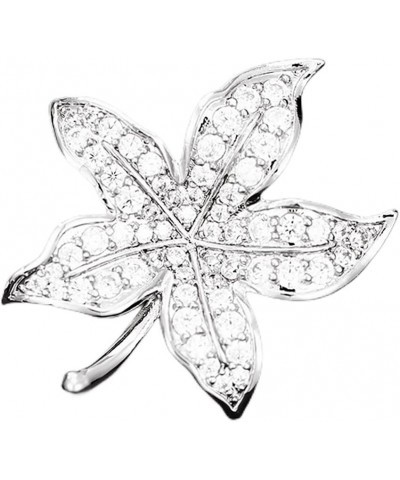 Rhinestone Maple Leaf Brooch Pin for Women Girls Unisex Silver Plated Fashion Crystal Flower Brooches Lapel Pins Dainy Cute C...