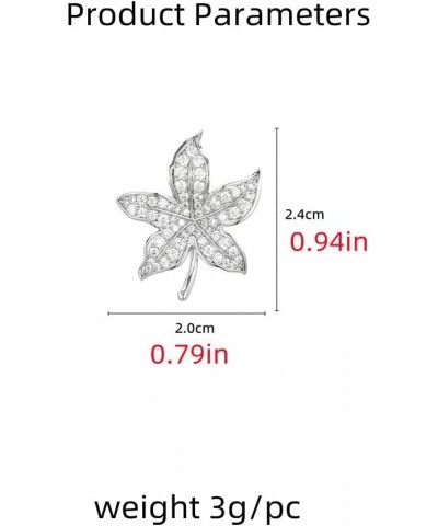 Rhinestone Maple Leaf Brooch Pin for Women Girls Unisex Silver Plated Fashion Crystal Flower Brooches Lapel Pins Dainy Cute C...