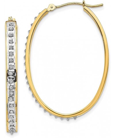 14K White Gold Diamond Oval Twist Hinged Hoop Earrings 14K Yellow Gold - 37mm - 1.46 inch $88.98 Earrings