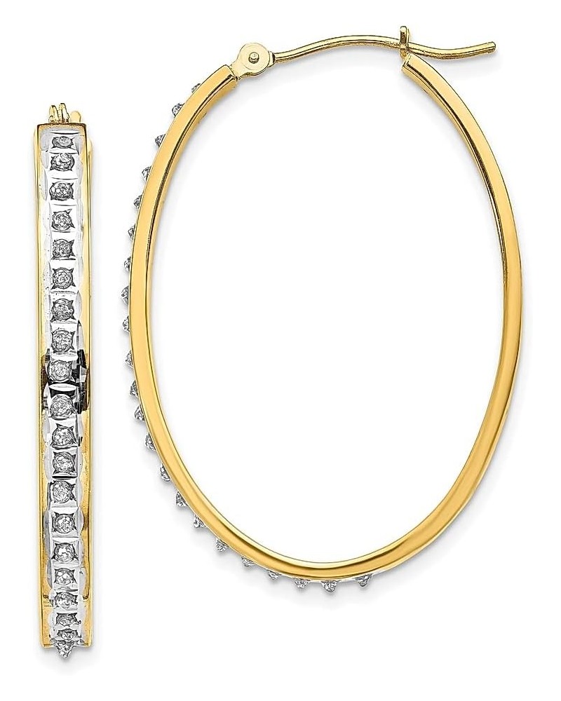 14K White Gold Diamond Oval Twist Hinged Hoop Earrings 14K Yellow Gold - 37mm - 1.46 inch $88.98 Earrings