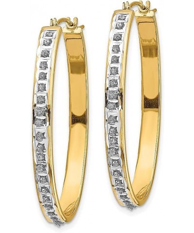 14K White Gold Diamond Oval Twist Hinged Hoop Earrings 14K Yellow Gold - 37mm - 1.46 inch $88.98 Earrings