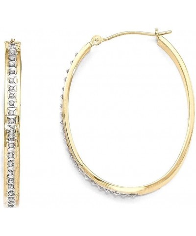 14K White Gold Diamond Oval Twist Hinged Hoop Earrings 14K Yellow Gold - 37mm - 1.46 inch $88.98 Earrings