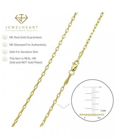 14K Real Gold Link Chain Necklace - 2mm Diamond Cut Cable Chain - Dainty 10K Yellow Gold Necklace For Women Girls with Lobste...