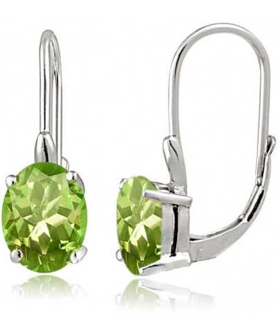 Sterling Silver Choice of Gemstone Birthstone Oval Leverback Earrings August $20.29 Earrings