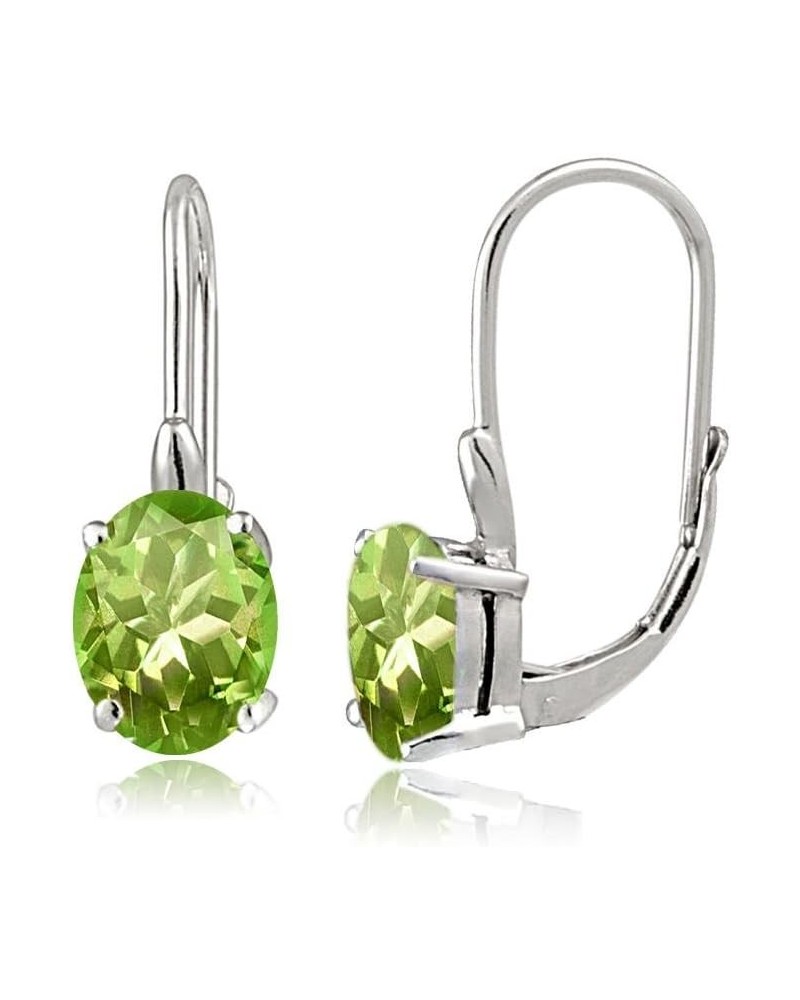 Sterling Silver Choice of Gemstone Birthstone Oval Leverback Earrings August $20.29 Earrings