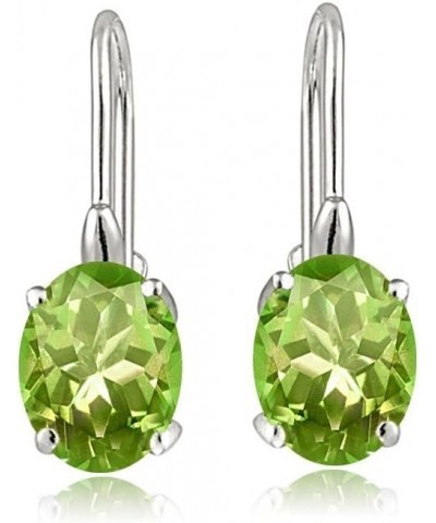 Sterling Silver Choice of Gemstone Birthstone Oval Leverback Earrings August $20.29 Earrings