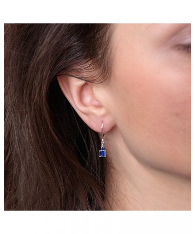 Women's Dangle Earrings 925 Sterling Silver Princess Cut Leverback Earrings Gemstones Jewelry 09-Sapphire-Sept $23.10 Earrings