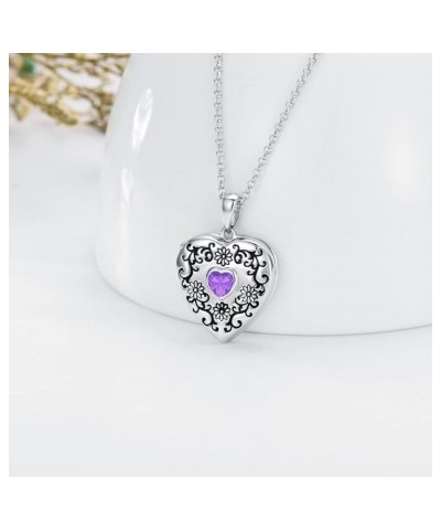 Personalized White Gold/Silver Sunflower Birthstone Locket Necklace That Holds 1 Picture Photo Heart Locket with Cubic Zircon...