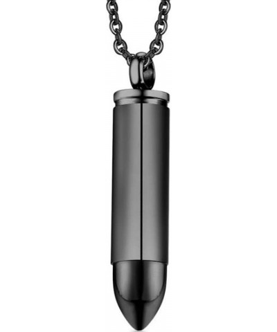 Stainless Steel Bullet Style Statement Cocktail Party Biker Pendant Necklace Black $8.54 Necklaces