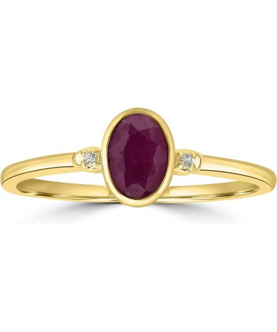 Kate 14k Gold over Sterling Silver and Sterling Silver Genuine Gemstone Stackable Oval Ring, Sizes 6-8 8 14k Gold Over Sterli...